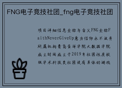 FNG电子竞技社团_fng电子竞技社团